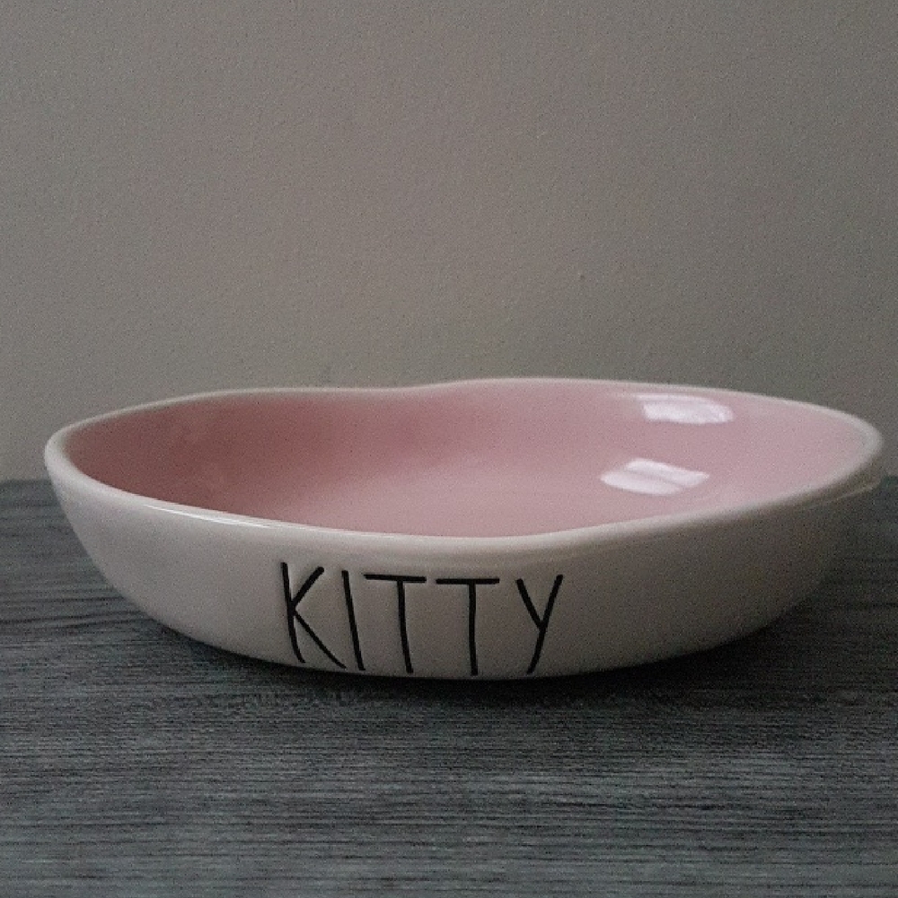 Rae Dunn Pink and White Cat Bowl